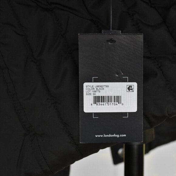 London Fog Womens Diamond Quilted Down Coat Parka Black size 3X New - Picture 12 of 13